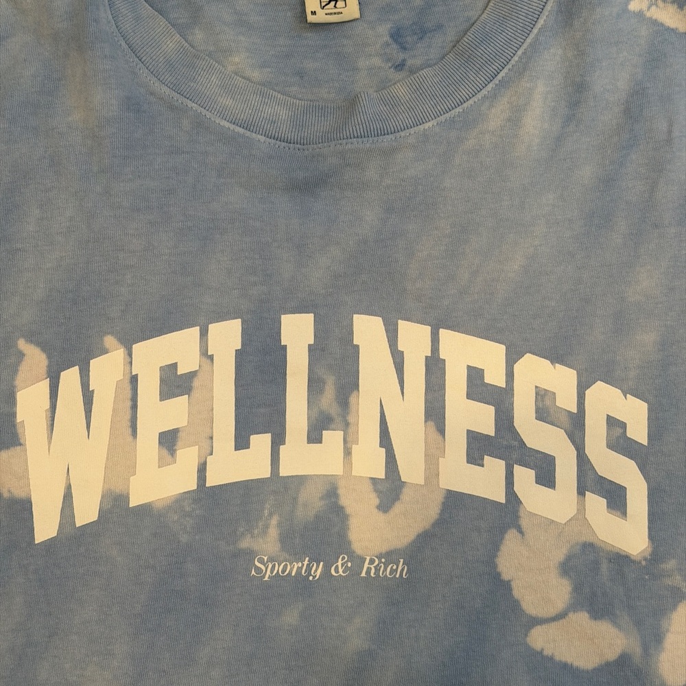 Sporty & Rich Tie-Dye T-Shirt with White Print - Picture 2 of 2
